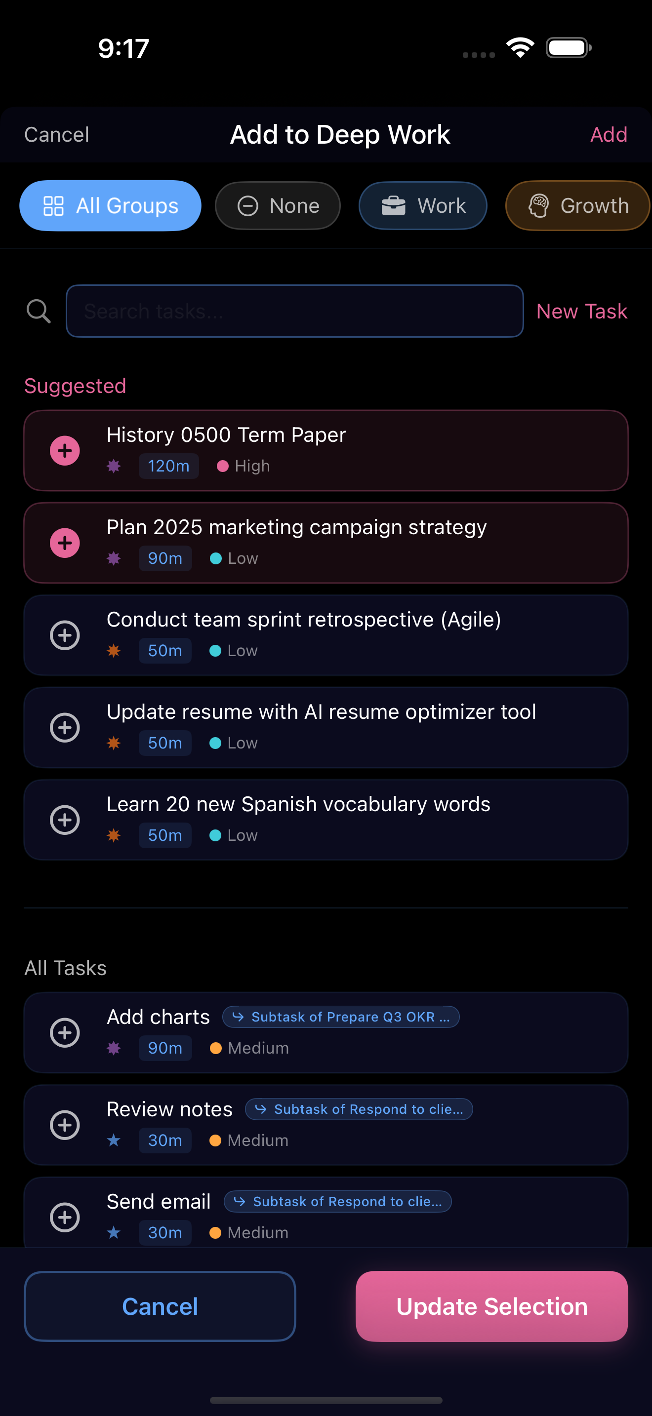 Planning buckets at a glance