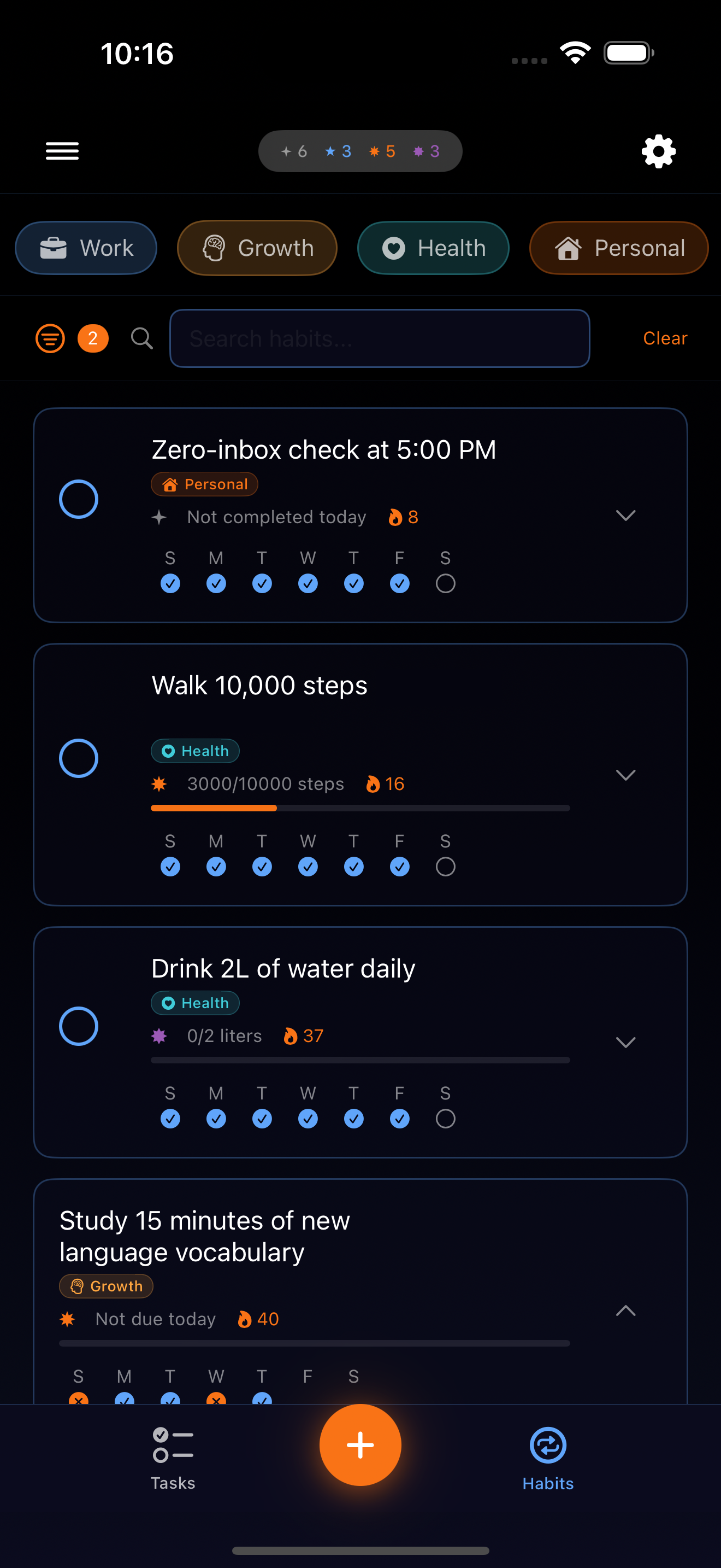 Habit capture interface