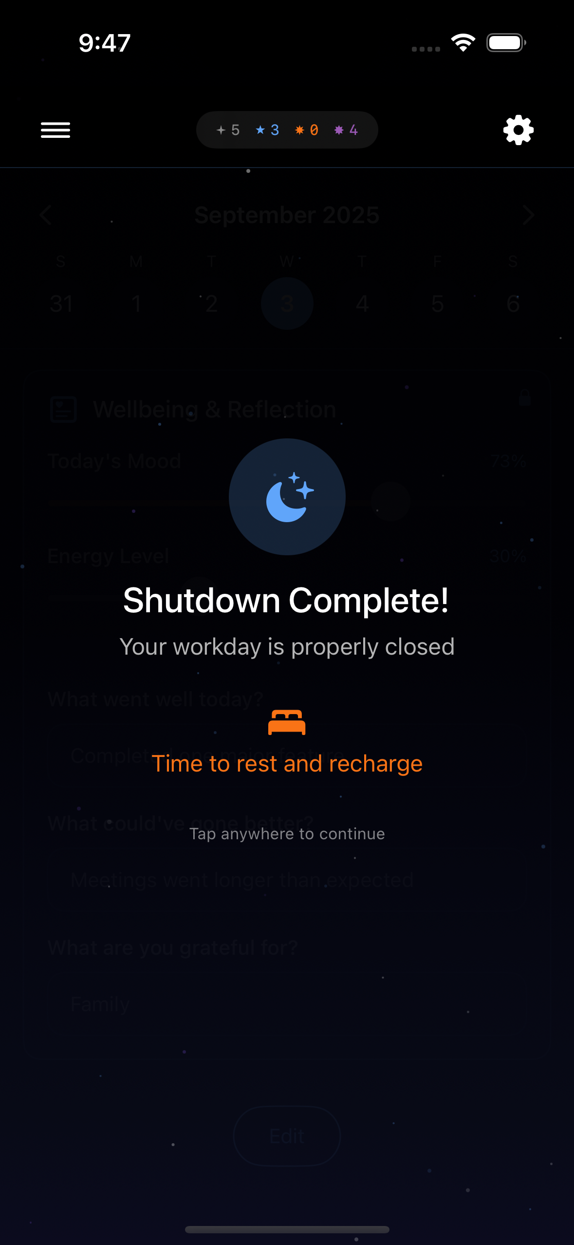 Shutdown ritual complete